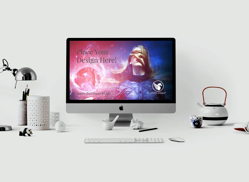 Download Apple Imac With Desk Free Psd Mockup Freemockup Net