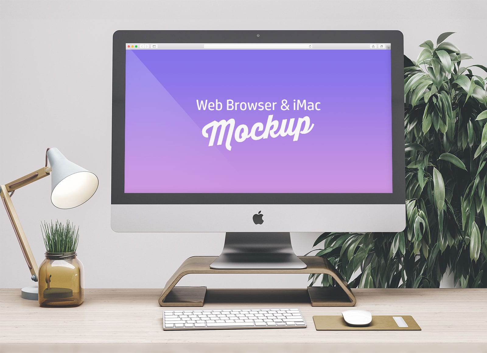 Free Web Browser & iMac Mockup - FreeMockup