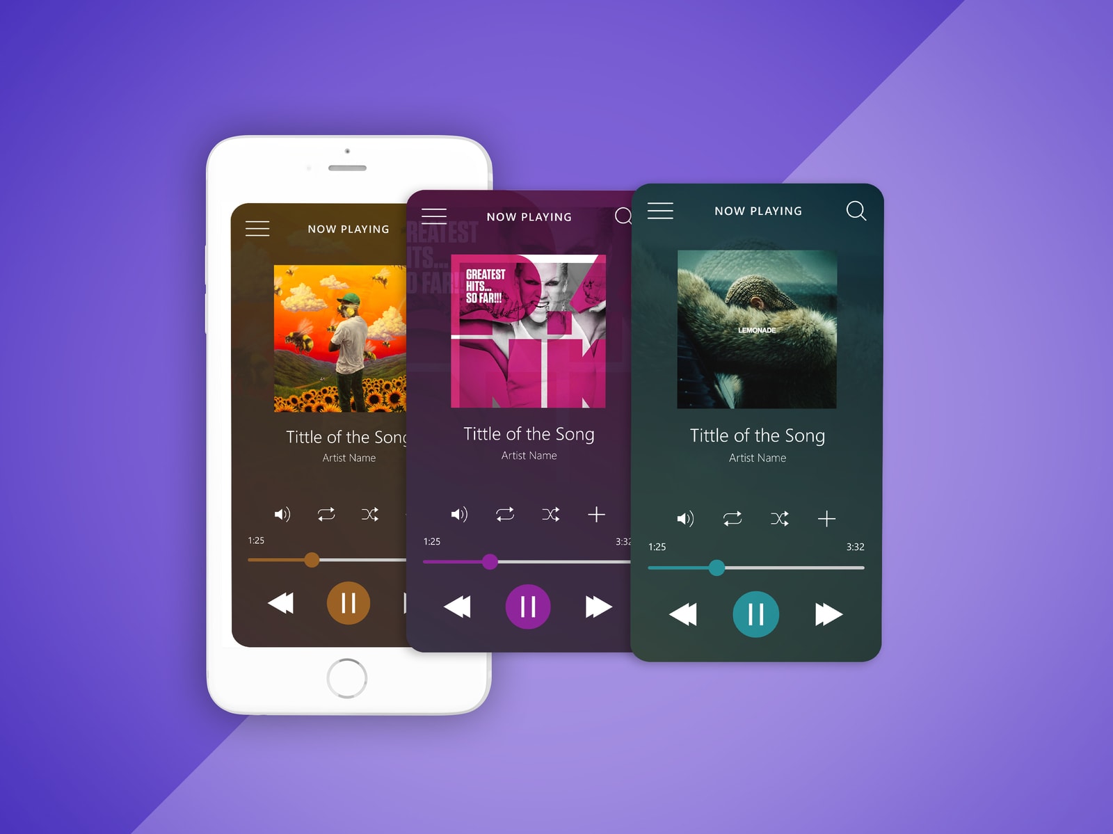 Download Music Player UI Free Mockup & Illustrator File - FreeMockup