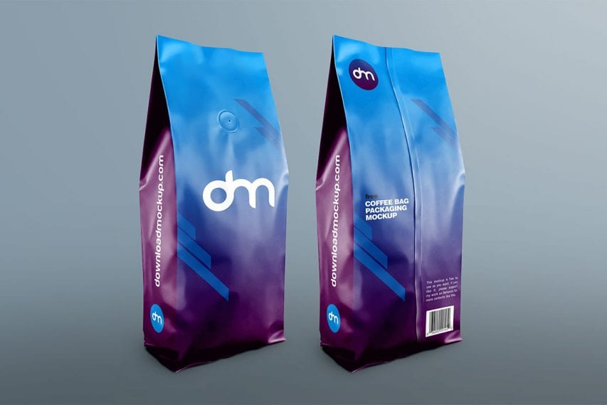 Free Coffee Bag Packaging Mockup