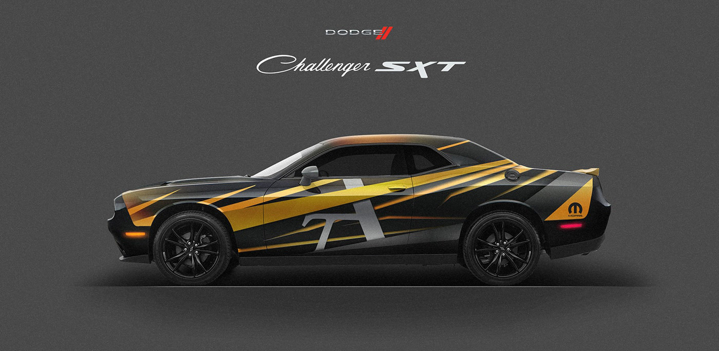 Free Dodge Challenger Car Wrap Mockup