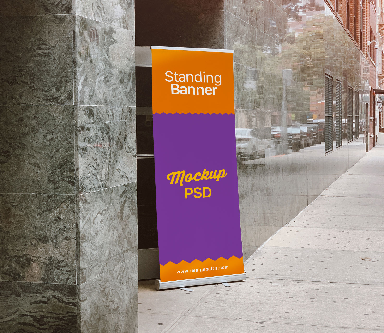 Free Outdoor Advertising Standing Banner Mockup