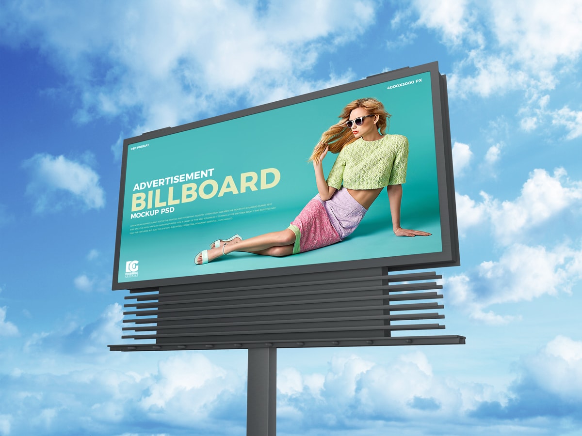 Free Sky Advertisement Billboard Mockups