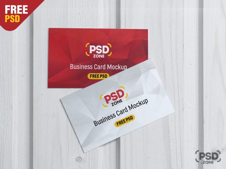 Free Top View Business Card Mockup