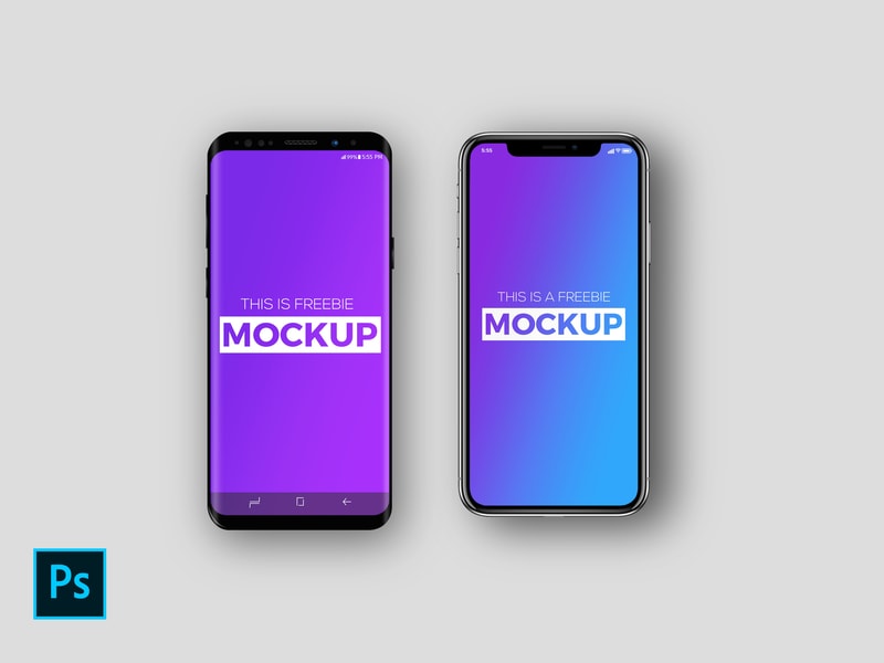 Free iPhone X & Galaxy S9 Mockup