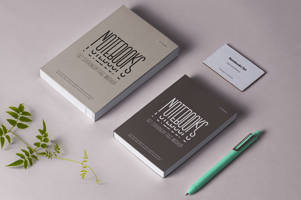 Free Notebook Stationery Mock-ups – FreeMockup.net