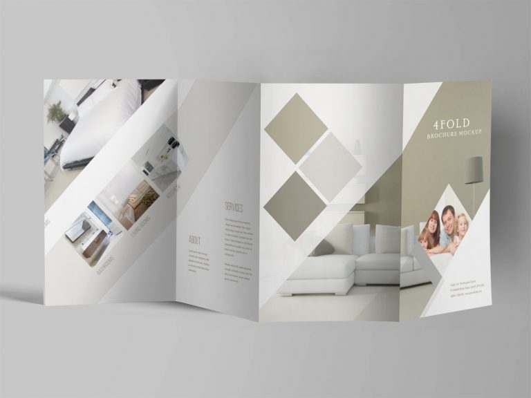 Download 4 Fold Accordion Brochure Free Mockup - FreeMockup