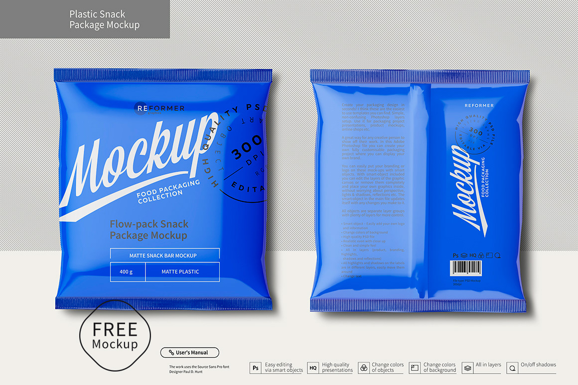 Plastic Snack Package Free Mockup