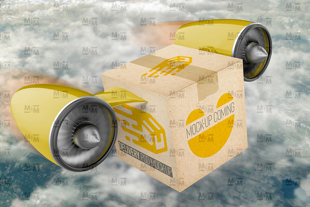 Delivery Box Perspective View Free Mockup