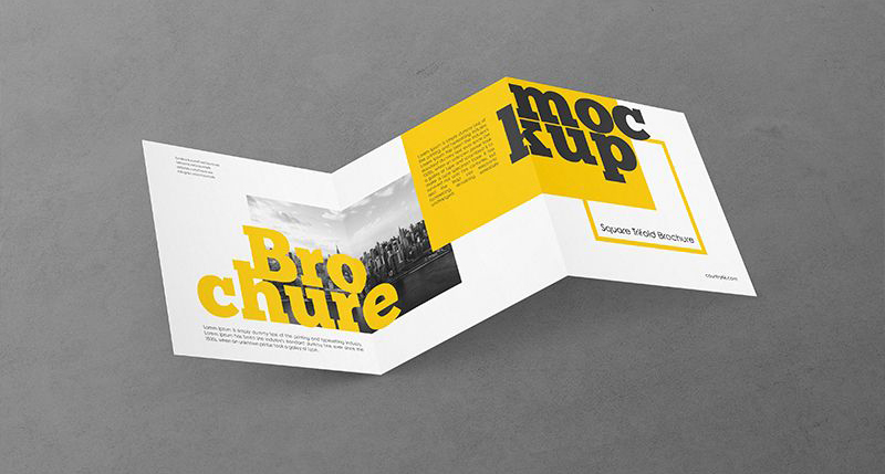 Square Trifold Brochure Free PSD Mockup