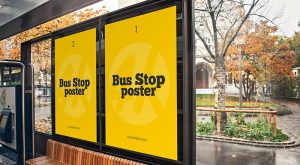 Bus Stop Poster Free PSD Mockup