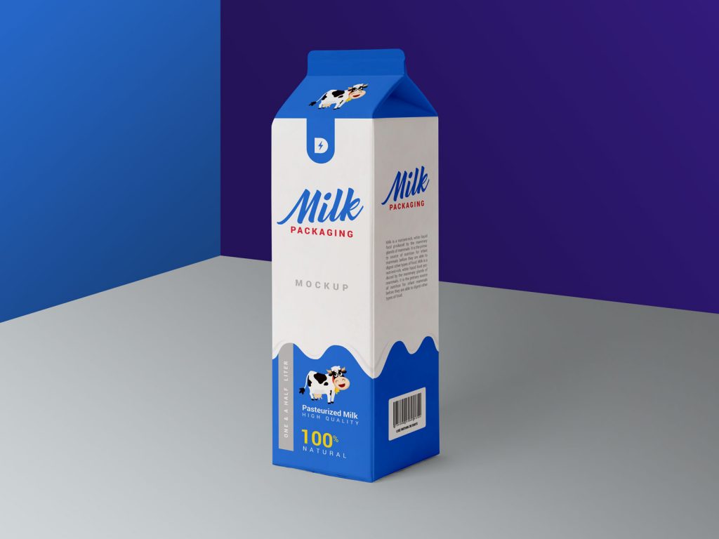 Milk Carton Box Packaging Free Mockup - FreeMockup.net
