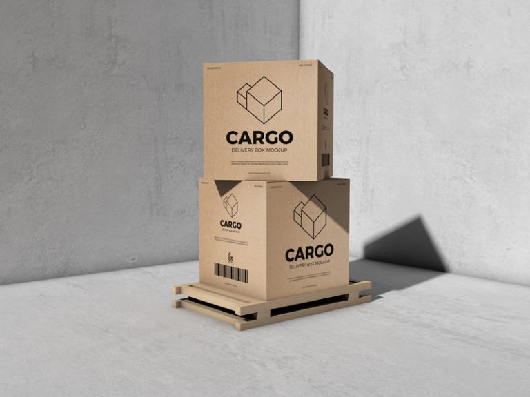 Download Packaging Cargo Delivery Box Free Mockup - FreeMockup