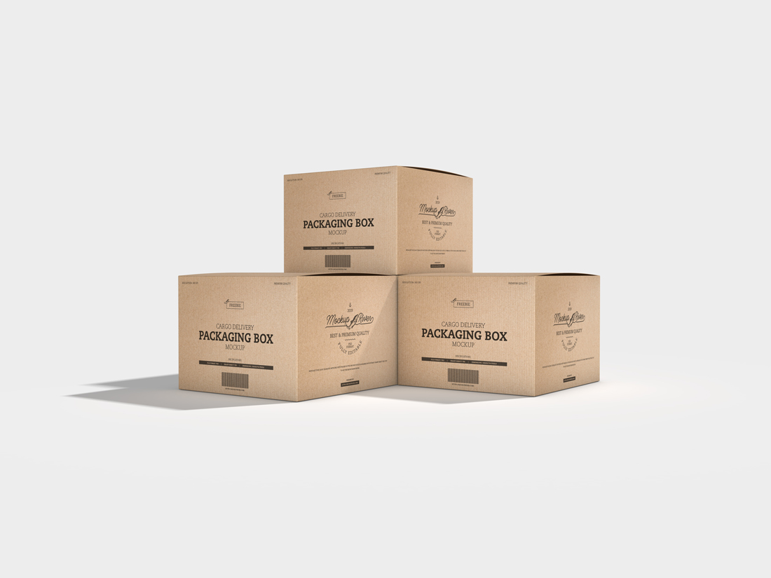 Cargo Delivery Packaging Box Free Mockup