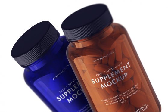 Download Supplement Bottle Free PSD Mockup - FreeMockup