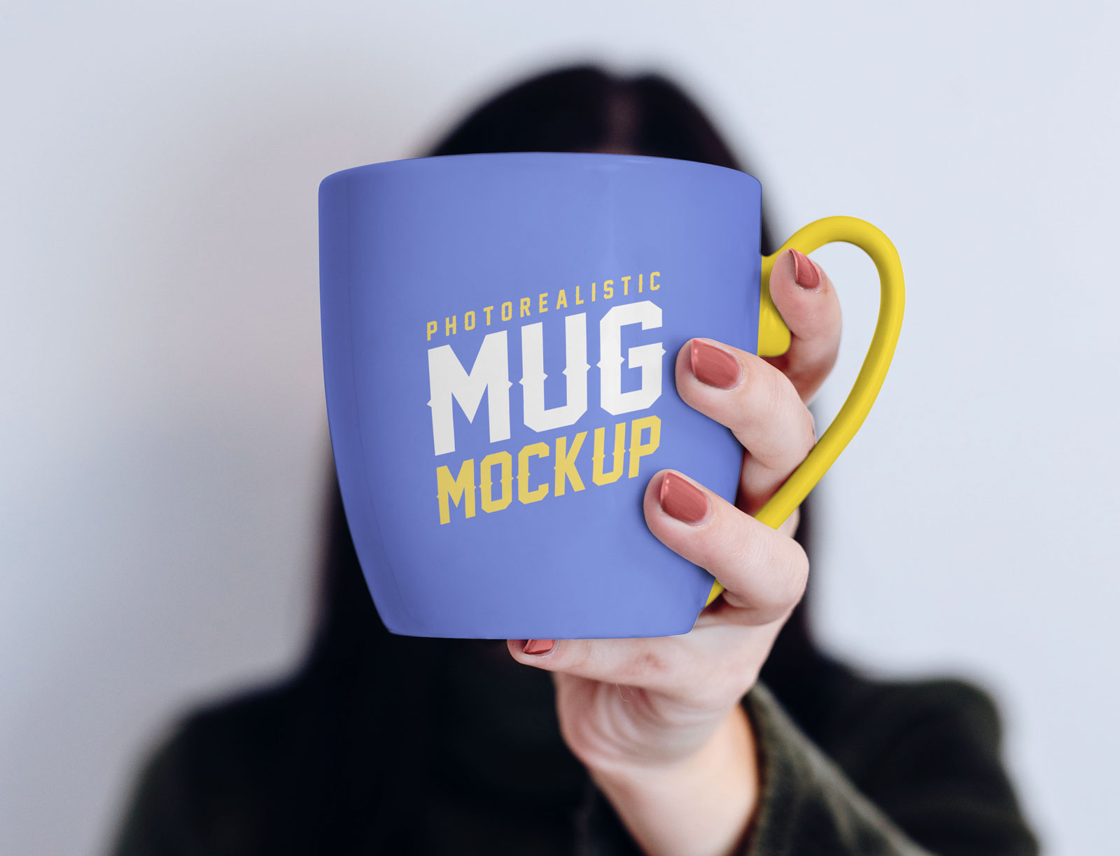 Mug in Female Hand Free PSD Mockup