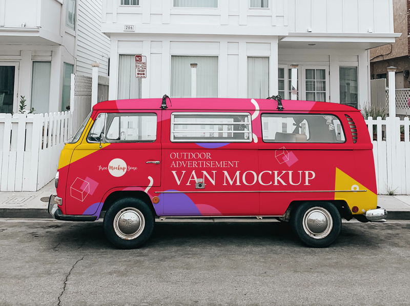 Outdoor Advertisement Van Free Mockup