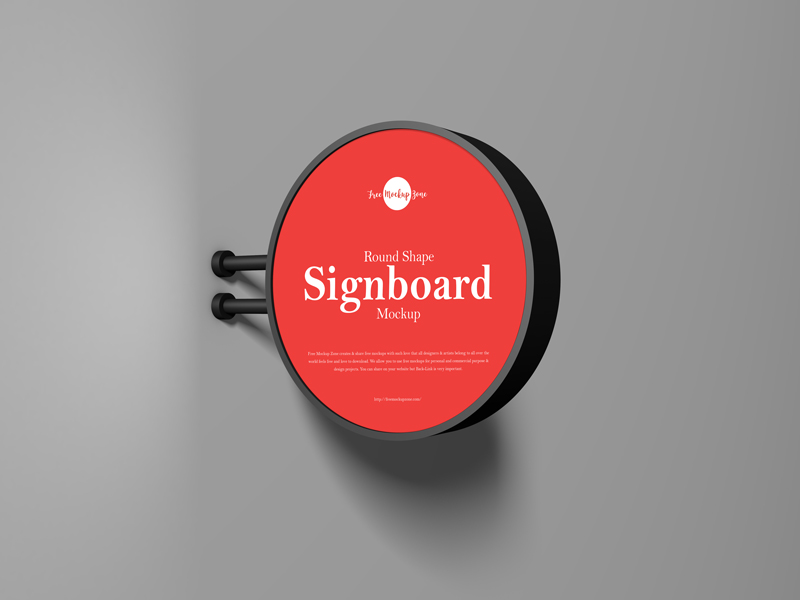 Free Round Shape Signboard Free Mockup