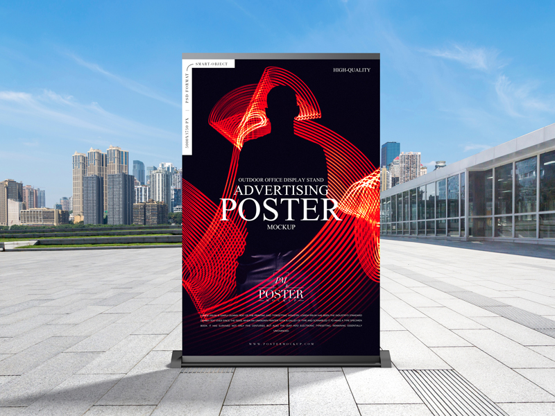 Outdoor Office Display Stand Advertising Poster Mockup