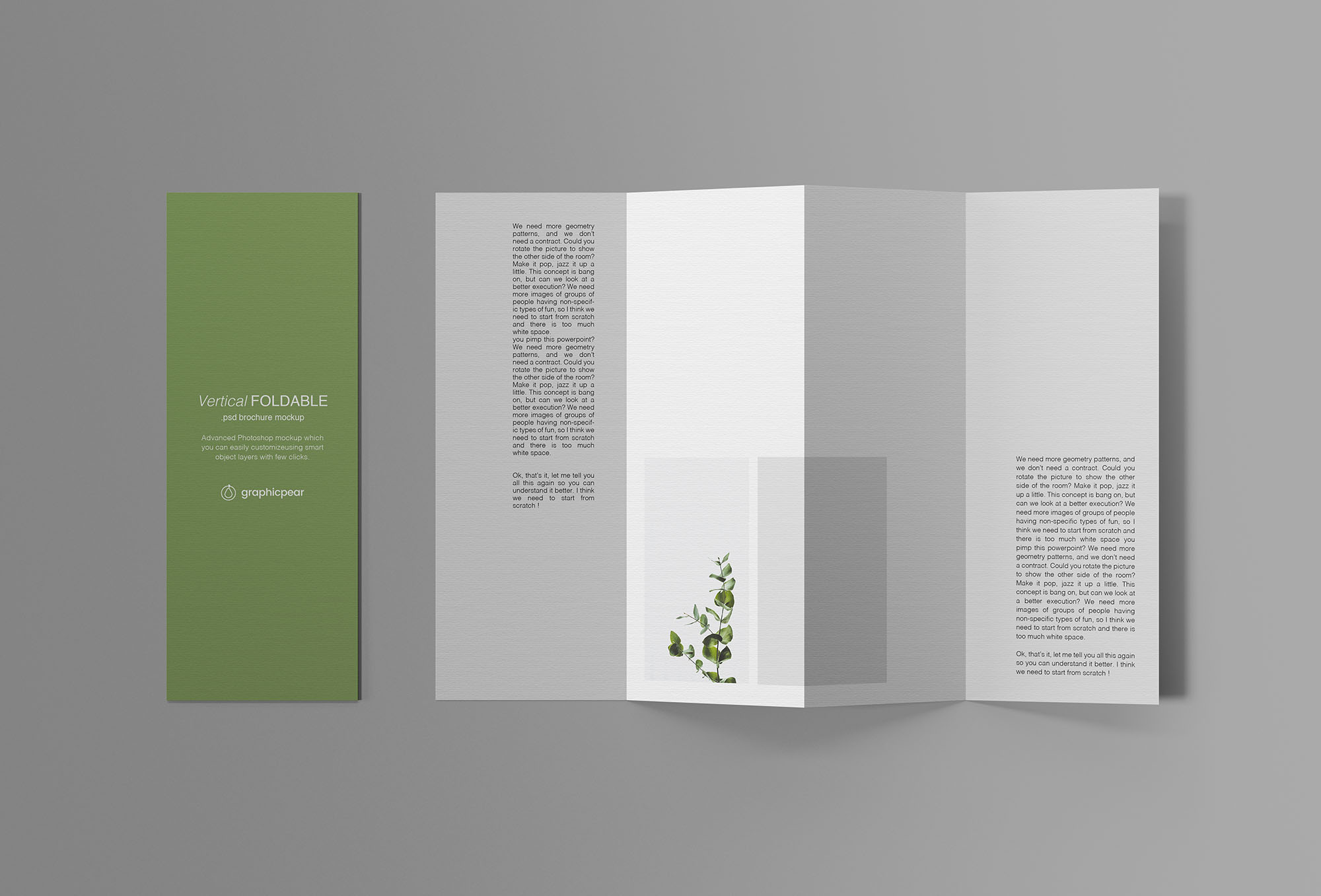 Vertical Foldable Brochure Free PSD Mockup
