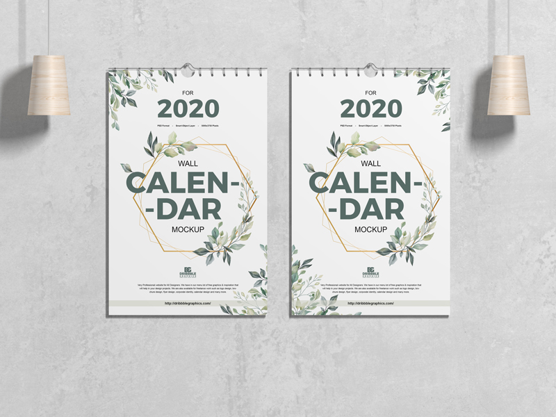 Wall Calendar Free PSD Mockup For 2020