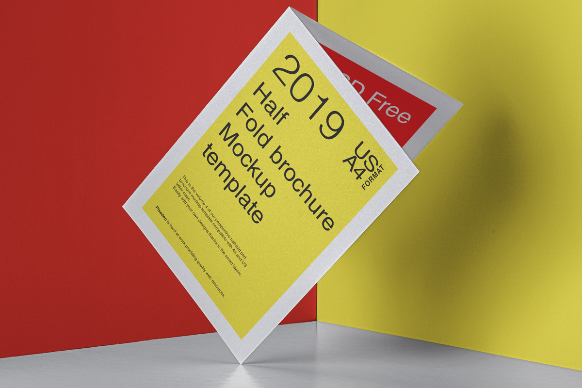 Half Fold Brochure - Free PSD Mockup