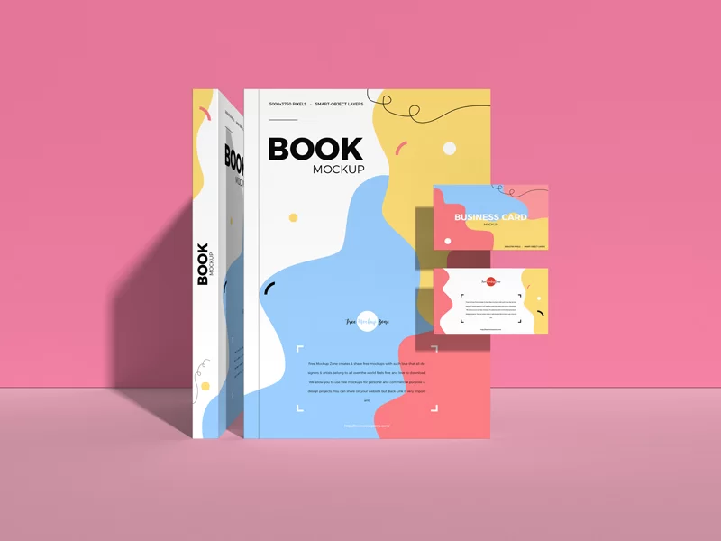 Book & Business Card - Free PSD Mockup