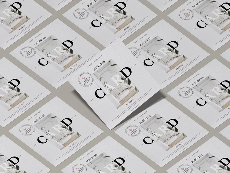 Modern Square Business Card Free Mock-ups