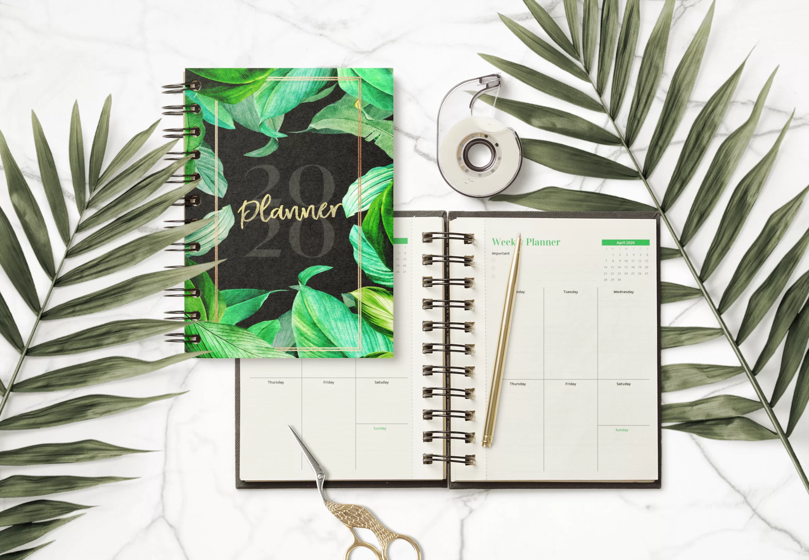 Realistic Notebook 2020 Free Mockup