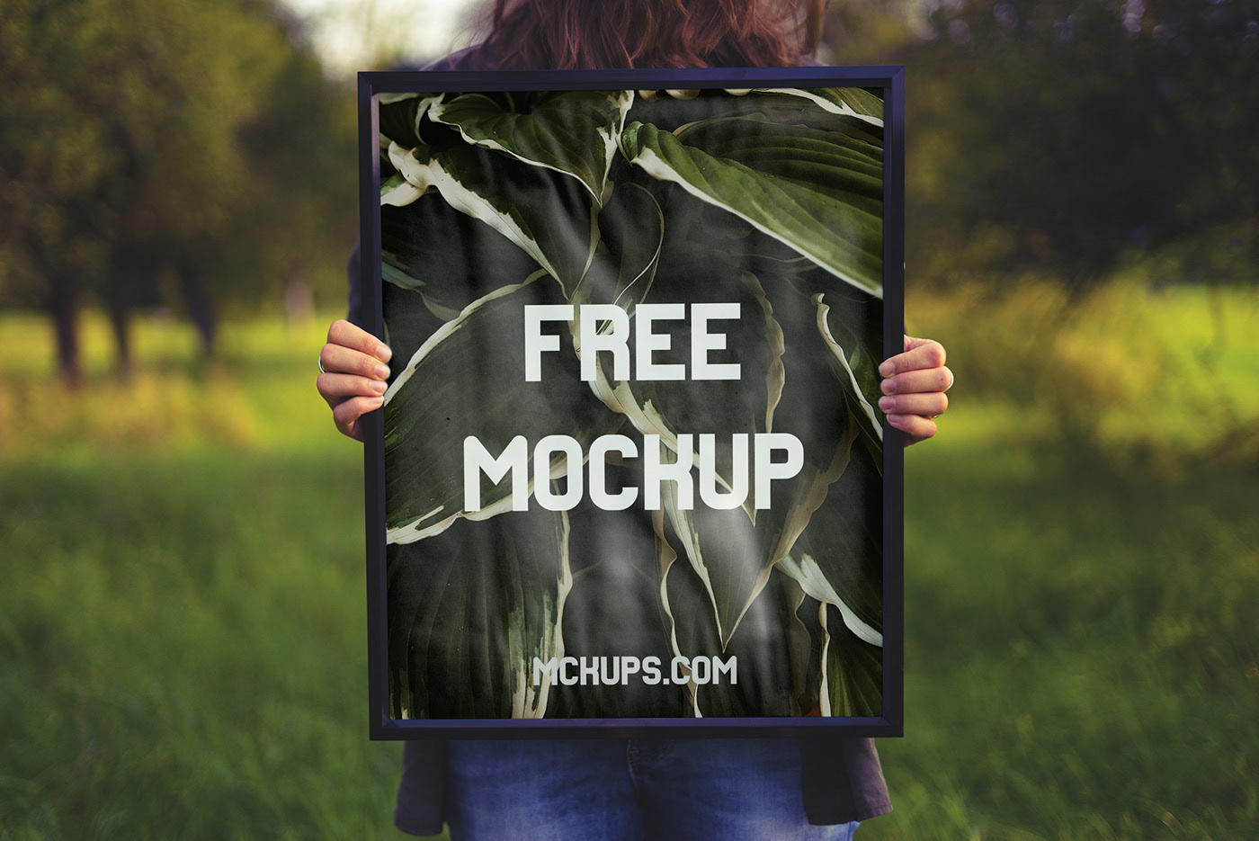 Free Woman Holding Square Poster Mockup