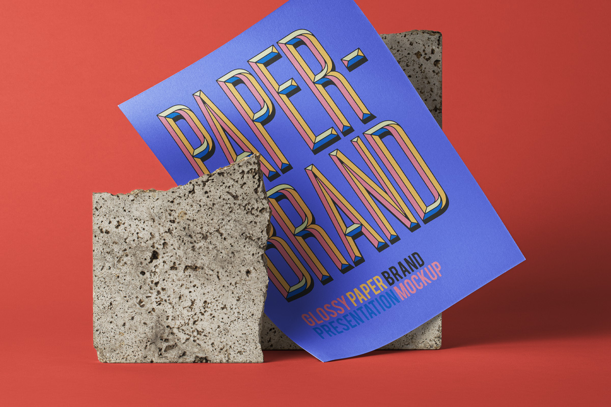 Glossy Paper Brand - Free PSD Mockup