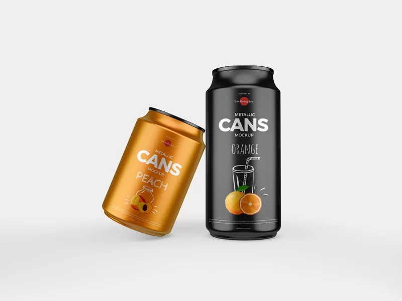 Metallic Cans - Free PSD Mock-ups