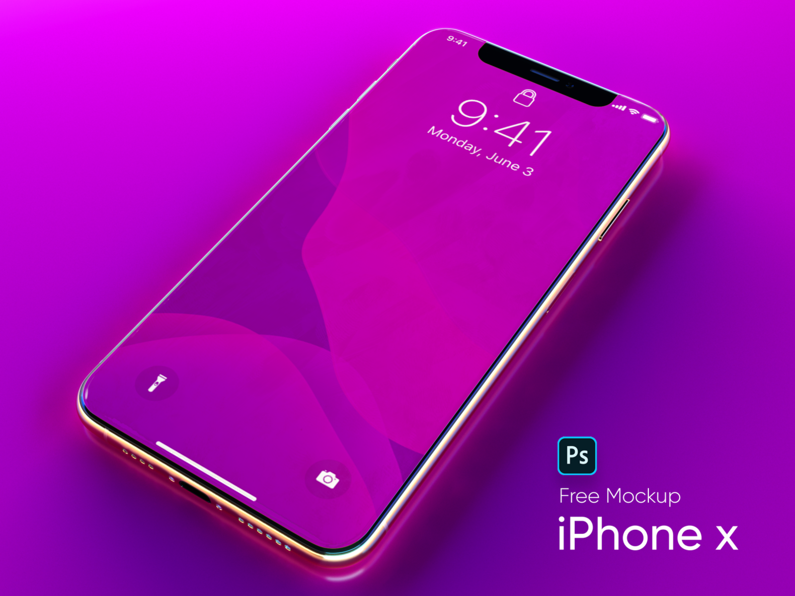 Neon iPhone X Free PSD Mockup