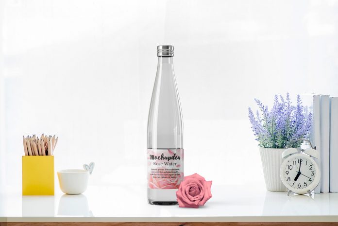 Rose Water Bottle Free PSD Mockup Template