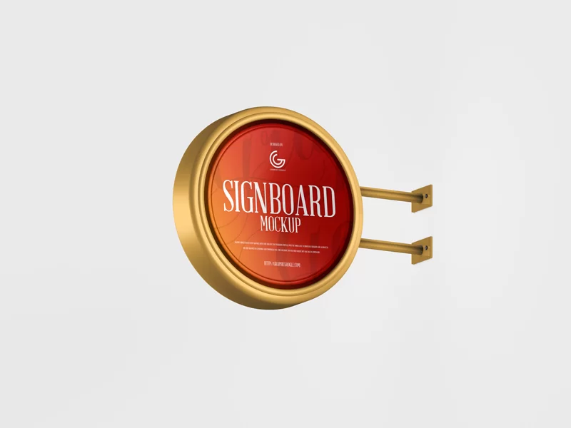 Round Metallic Signboard Free Mockup