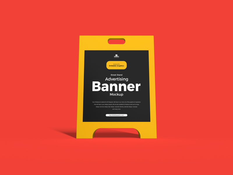 Street Stand Advertising Banner Free PSD Mockup