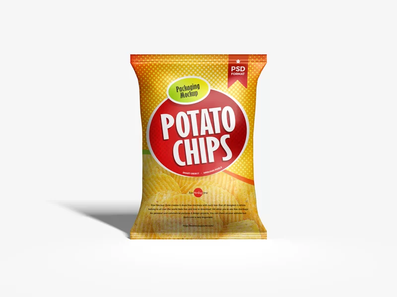 Free Chips Bag Packaging PSD Mockup