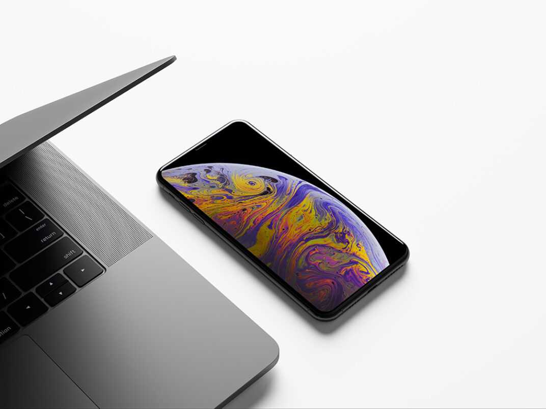 MacBook and iPhone XS Max Free PSD Mockup