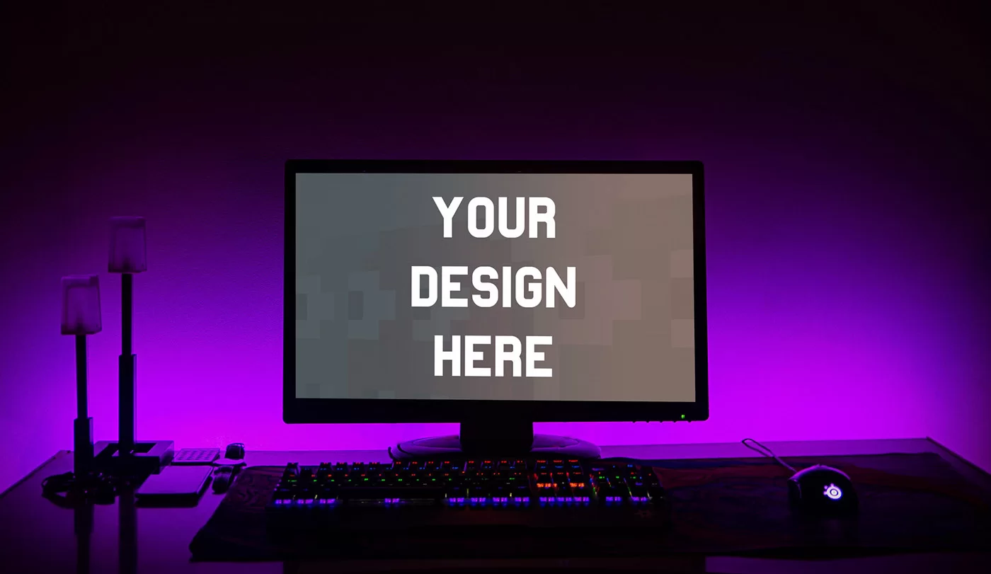 Night Time PC Screen - Free PSD Mockup