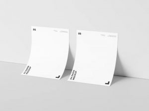 Dual A4 Paper Against Wall Free Mockup