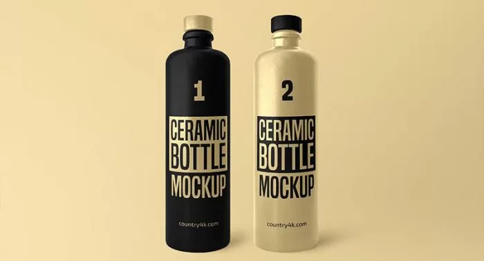 Free Ceramic Bottle Mockup
