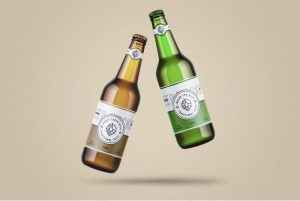 Free Levitating Beer Bottle Mockup