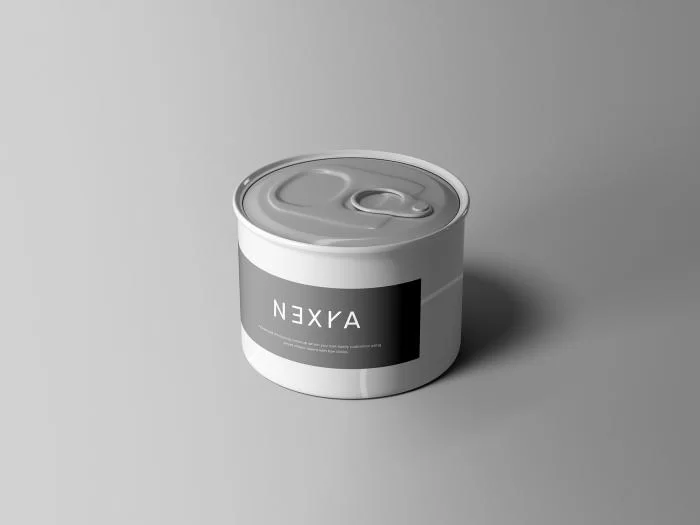 Small Food Tin Can Free PSD Mockup