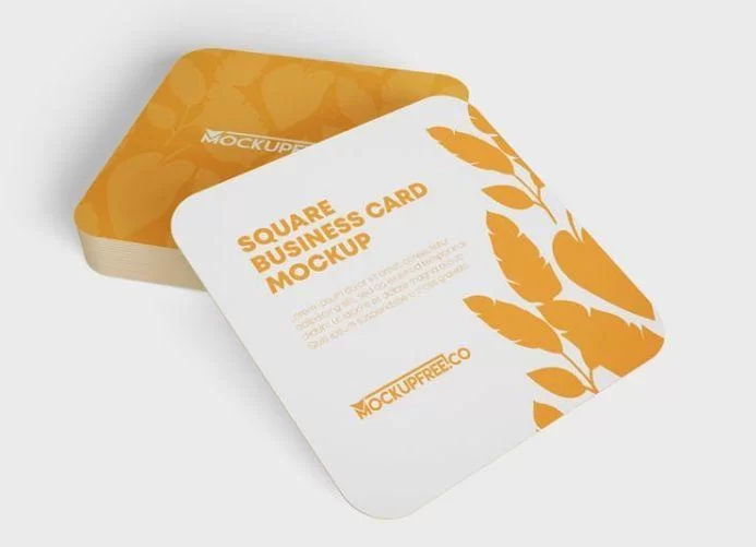 3 Square Business Card Free Mockup