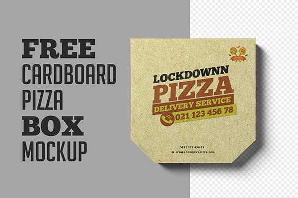 Free Cardboard Pizza Box Mockup Template