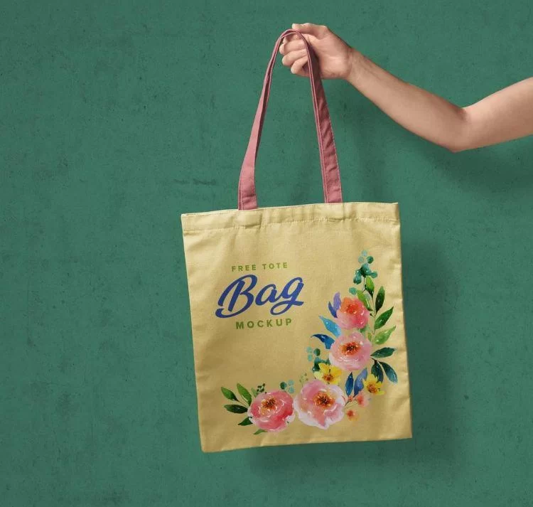 Hand Holding Tote Shopping Bag Mockup
