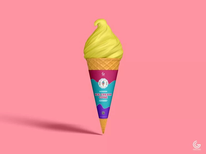 Ice Cream Cone Free PSD Mockup