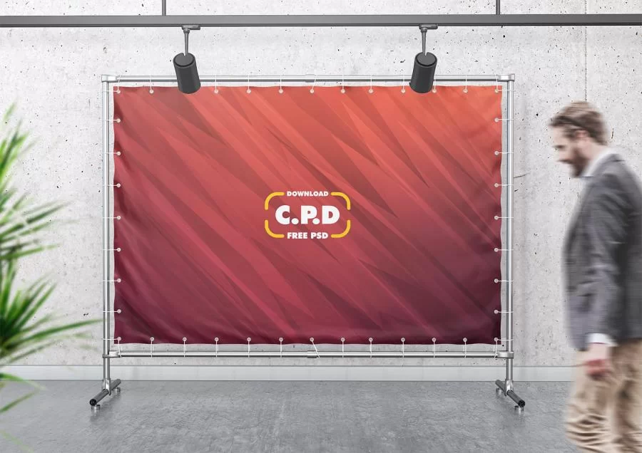 Press Wall Advertising Free PSD Mockup
