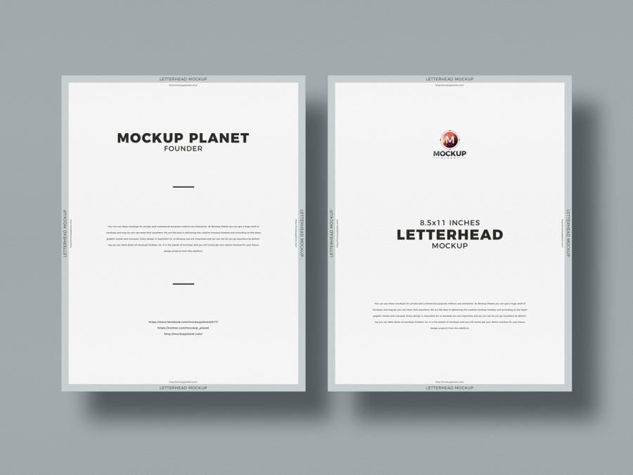 Top View Letter Size Letterhead Free PSD Mockup