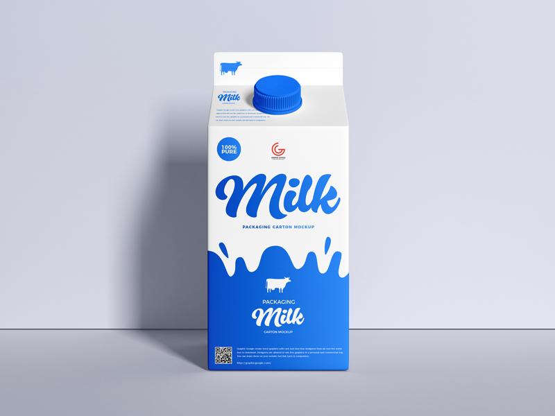 Carton Milk Packaging Free (PSD) Mockup